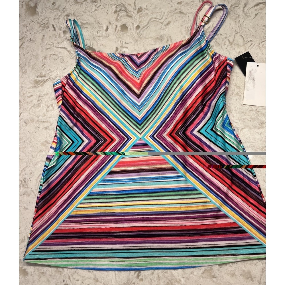 La Blanca Striped Tankini Top Bathing Suit Sz Colorful Sz 6 $99 - Picture 2 of 10